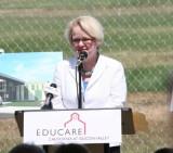 Carol S. Larson, President and CEO of the David and Lucile Packard Foundation, speaks to the crowd at the Educare at Silicon Valley groundbreaking.